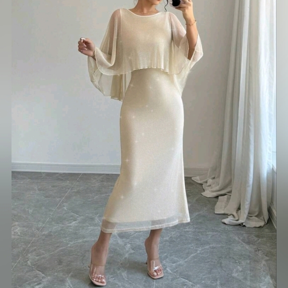Women's Elegant Portrait Print Chiffon Dress Maxi Women Outfit - Picture 5 of 5